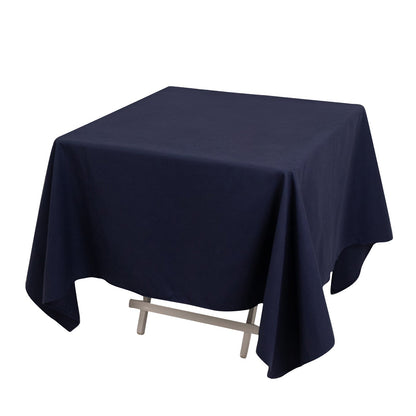 Cotton Blend 70"x70" Square Tablecloth Navy Blue - Wrinkle-Resistant Fabric Table Cover Pro Linens