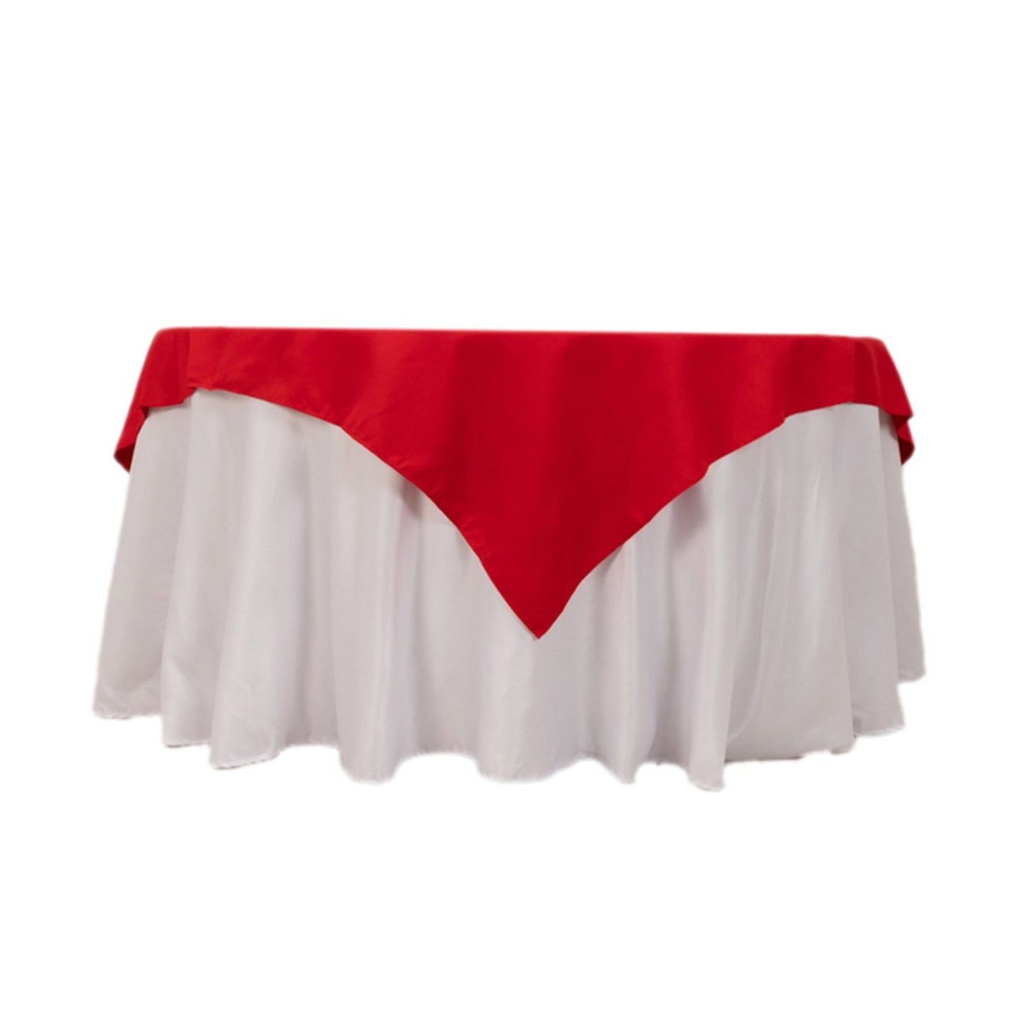 Cotton Blend 70"x70" Table Overlay Square Tablecloth Red - Wrinkle-Resistant Fabric Table Topper Pro Linens