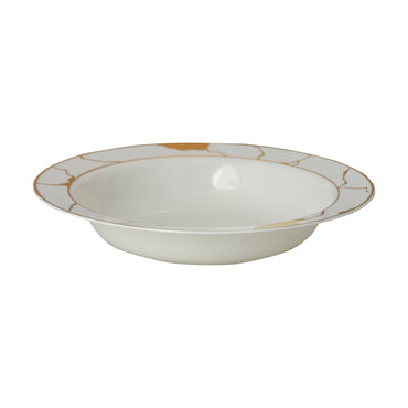 Cream and Gold Round Plastic Plates - Marble Plate Pro Linens