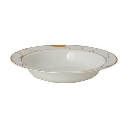 Cream and Gold Round Plastic Plates - Marble Plate Pro Linens