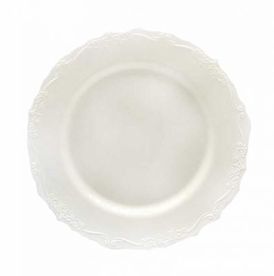 Cream Round Plastic Dinner Plates - Vintage Plate Pro Linens