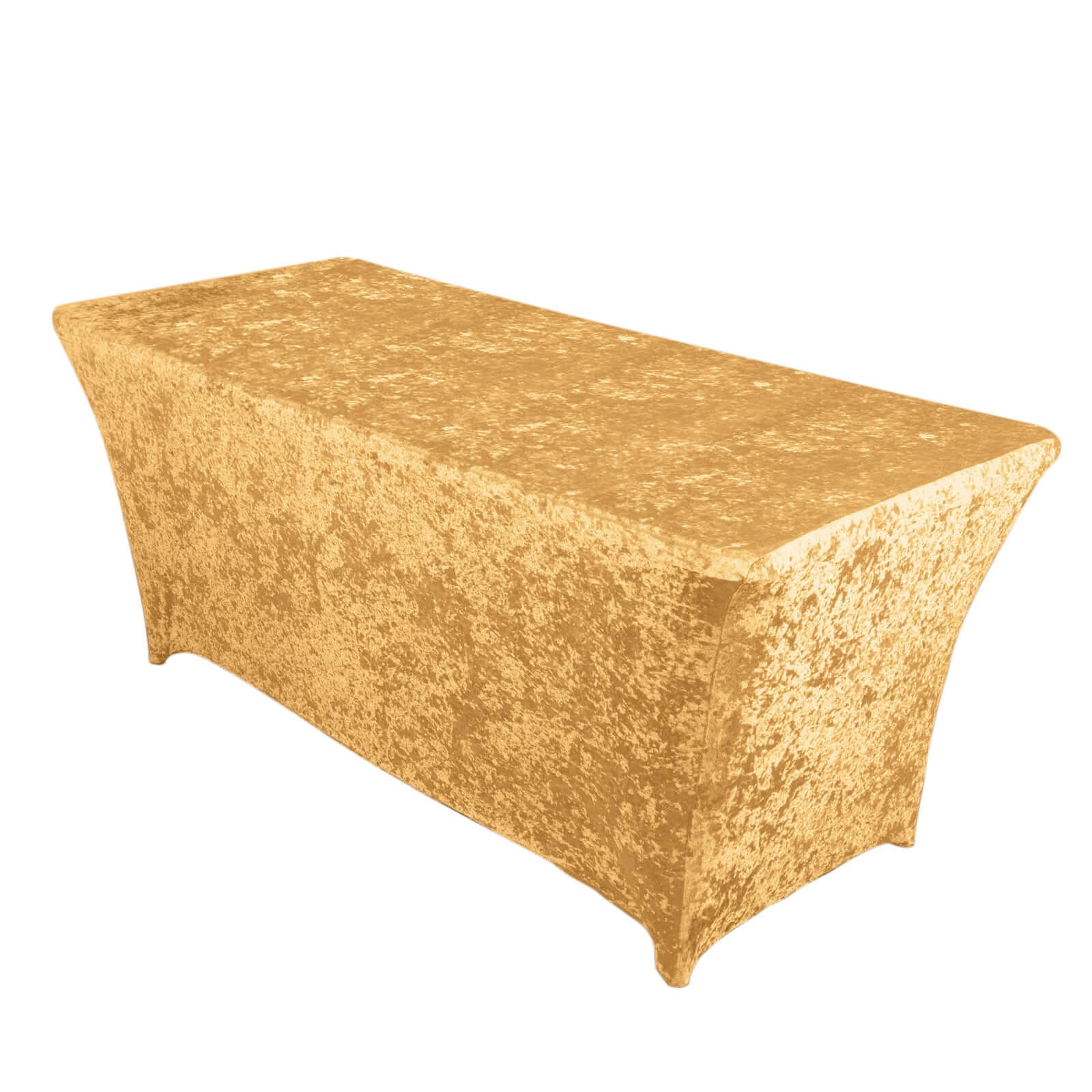 Crushed Velvet Fitted Rectangular 6ft Table Cover Champagne - Wrinkle - Free Stretchy Tablecloth - Pro Linens