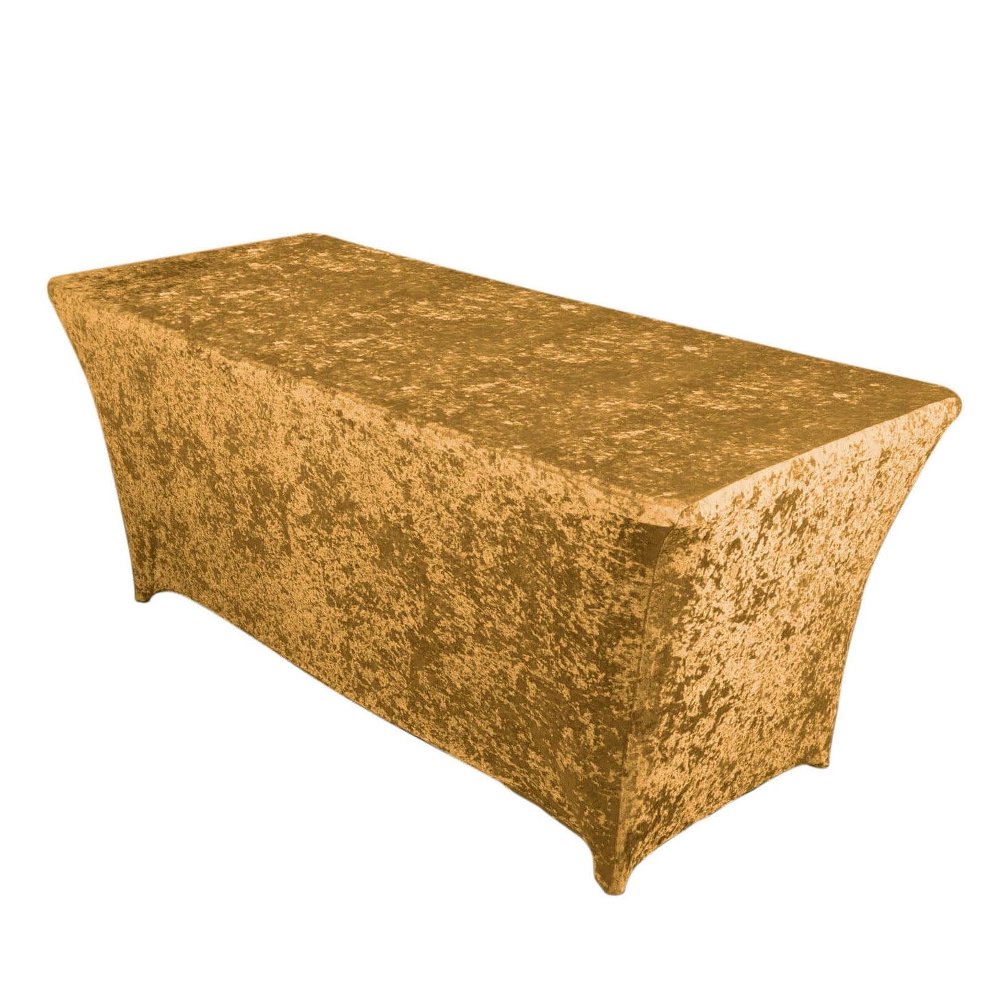 Crushed Velvet Fitted Rectangular 6ft Table Cover Gold - Wrinkle - Free Stretchy Tablecloth - Pro Linens