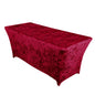 Crushed Velvet Fitted Rectangular 6ft Table Cover Red - Wrinkle - Free Stretchy Tablecloth - Pro Linens