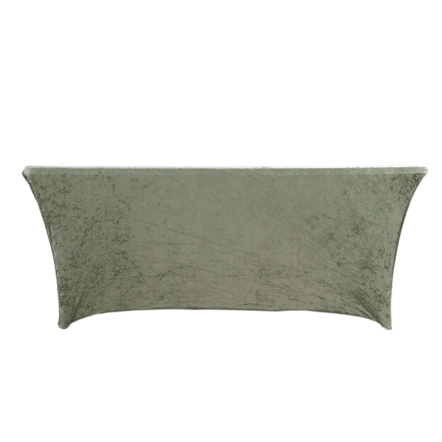 Crushed Velvet Fitted Rectangular 6ft Table Cover Sage Green - Wrinkle - Free Stretchy Tablecloth - Pro Linens