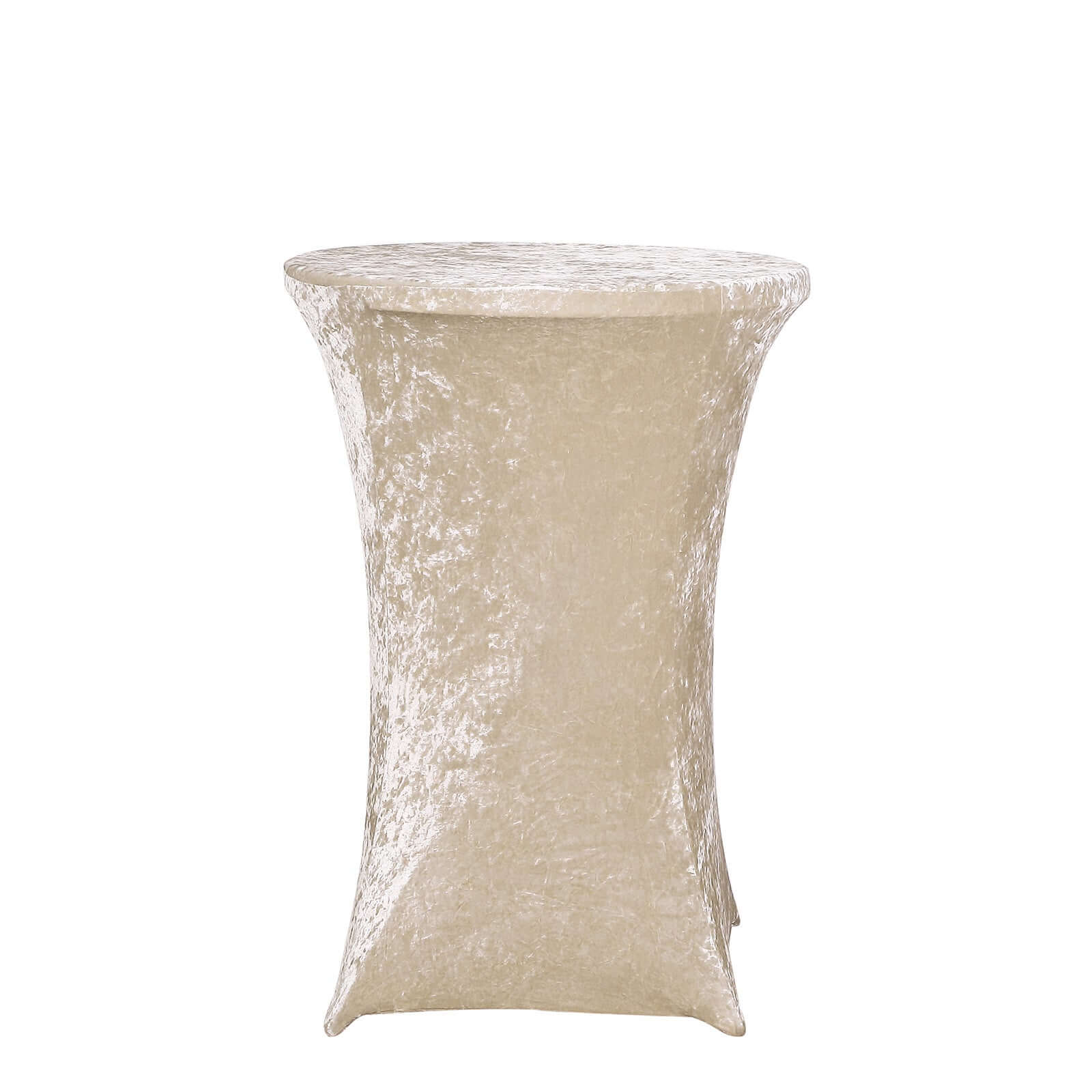 Crushed Velvet Spandex 32" Round Cocktail Table Cover Beige Smooth Highboy Tablecloth Pro Linens