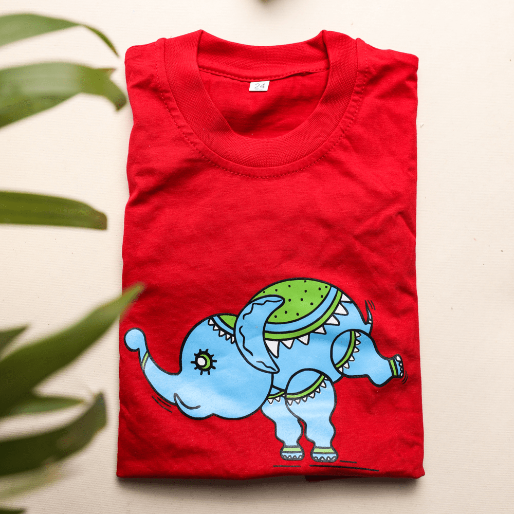 Cute Red Elephant T-Shirt ( Pack of 1) PRO Indian