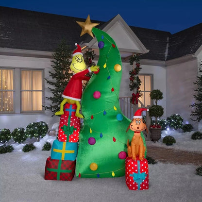 Dr. Seuss 10' Pre - Lit Inflatable Grinch and Max - Pro Linens