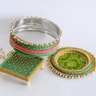 Fabric Puja Thali, Channi and Aasan pooja decorations PRO Indian