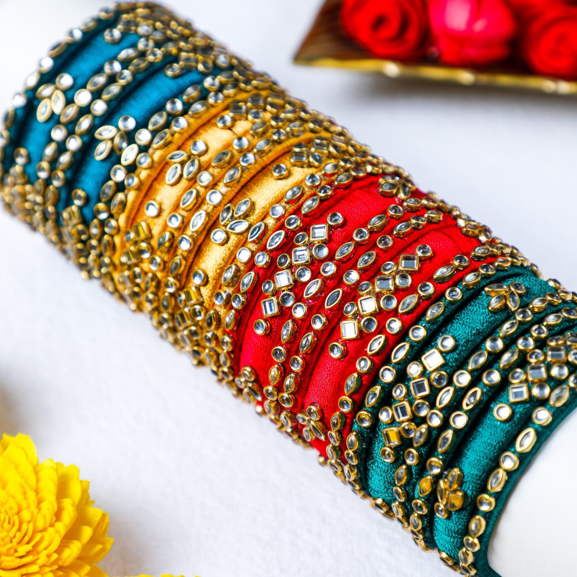 Fancy Kundan Stone Bangles Fabric PRO Indian