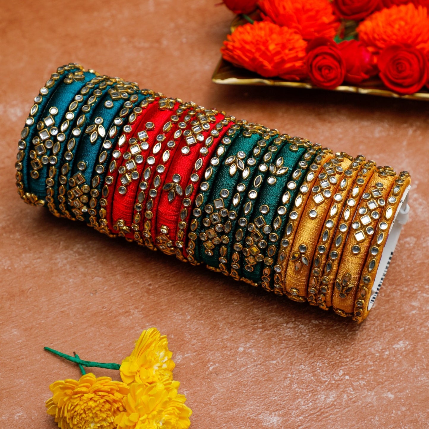 Fancy Kundan Stone Bangles Fabric PRO Indian