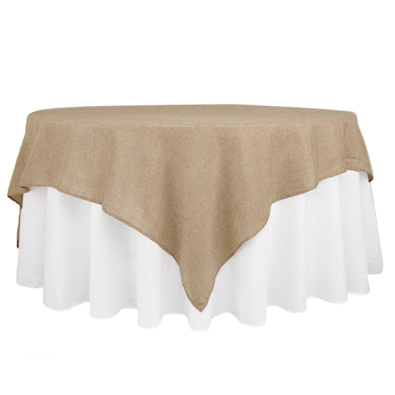 Faux Burlap 90"x90" Table Overlay Square Tablecloth Natural - Boho Chic Design for Stylish Celebrations Pro Linens