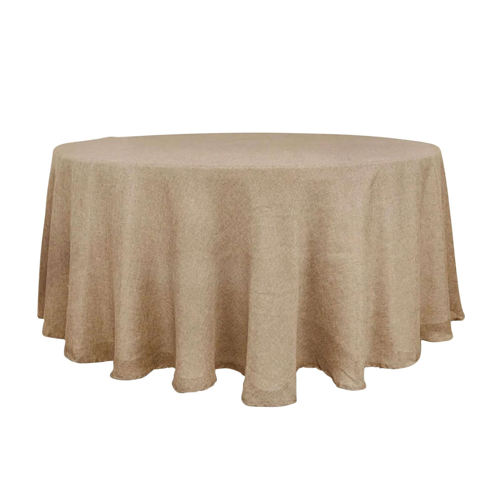 Faux Burlap Jute 120" Round Tablecloth Natural - Rustic Seamless Event Table Linen Pro Linens