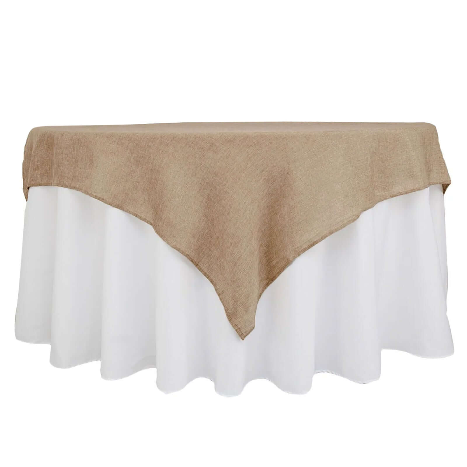 Faux Burlap Jute 54"x54" Table Overlay Square Tablecloth Natural - Rustic Event Table Linen Pro Linens