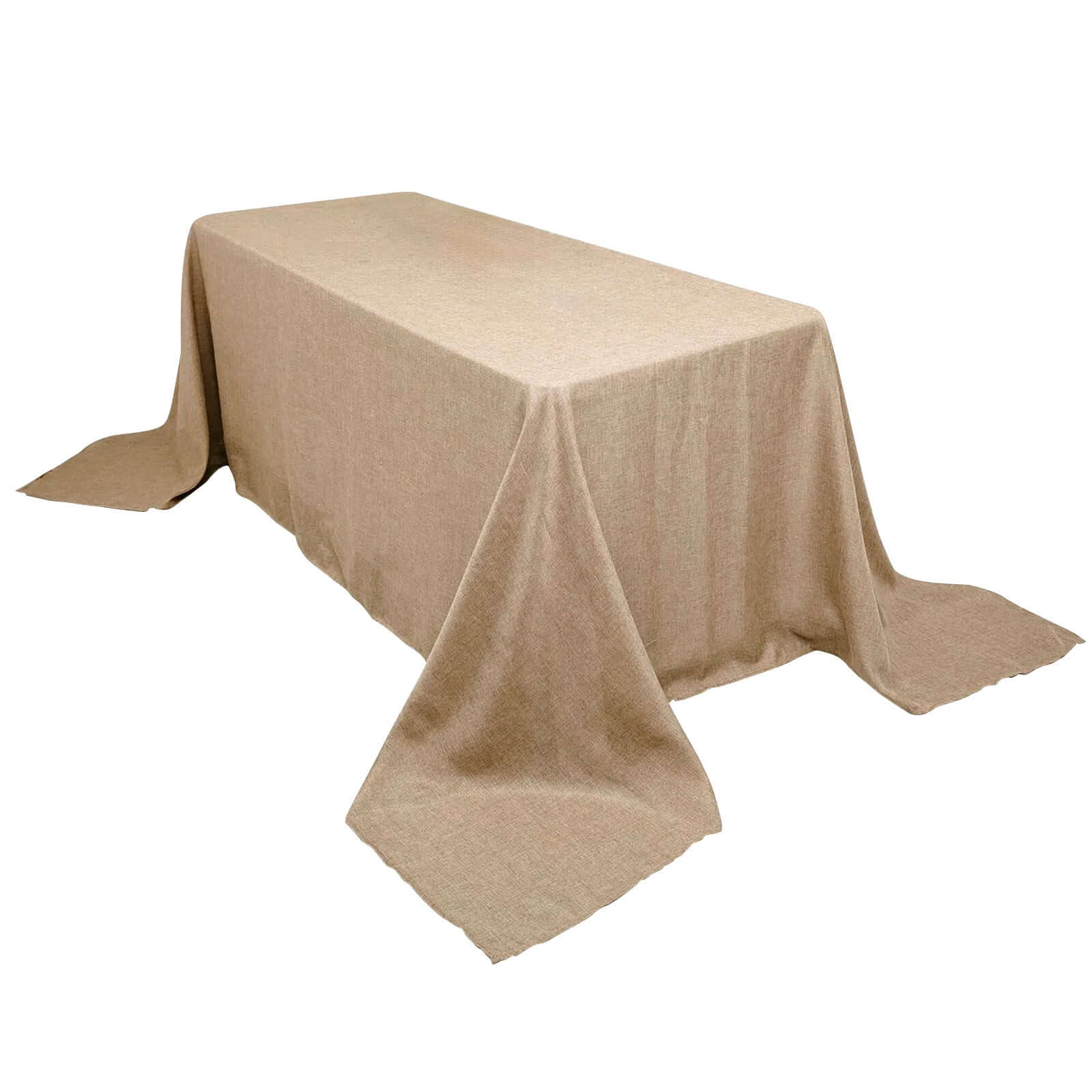 Faux Burlap Jute 90"x132" Rectangle Tablecloth Natural - Rustic Seamless Event Table Linen Pro Linens