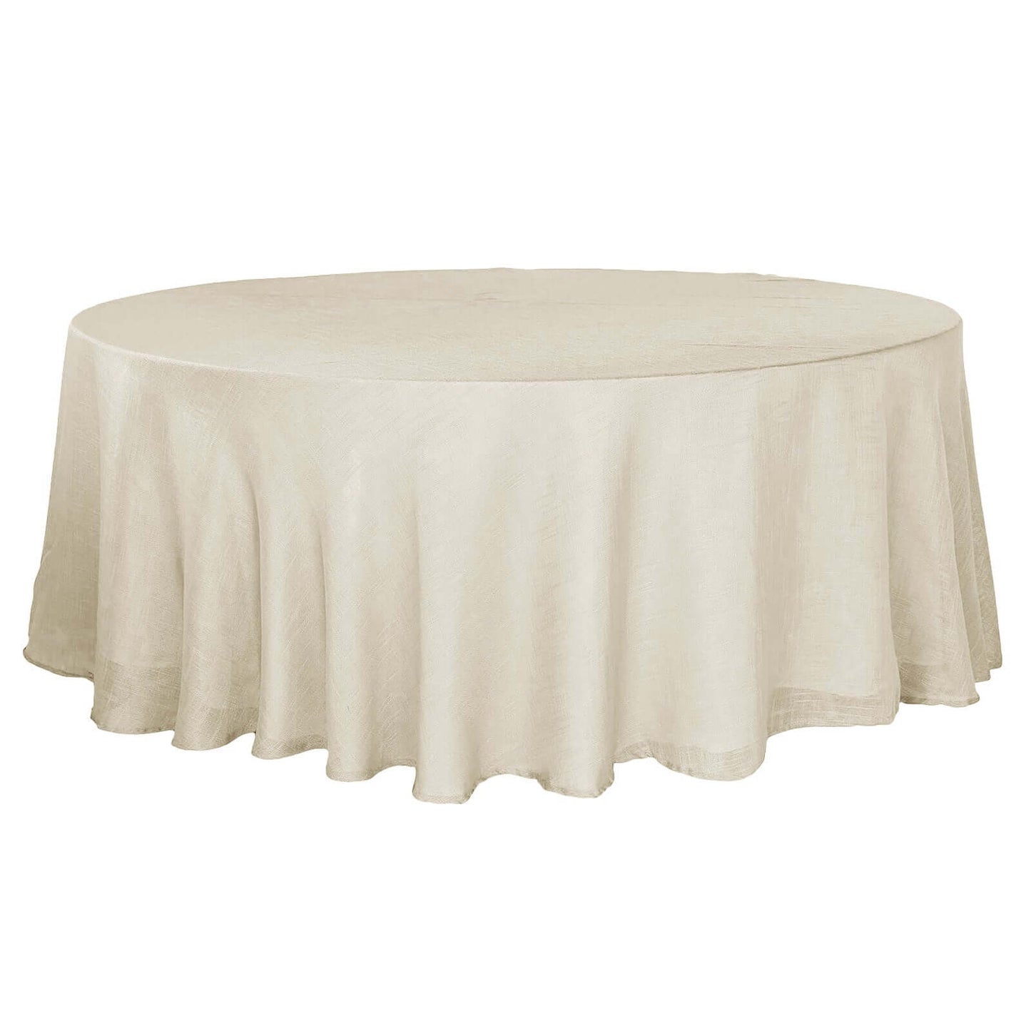 Faux Linen 108" Round Tablecloth Beige - Slubby Textured & Wrinkle Resistant Table Cover Pro Linens