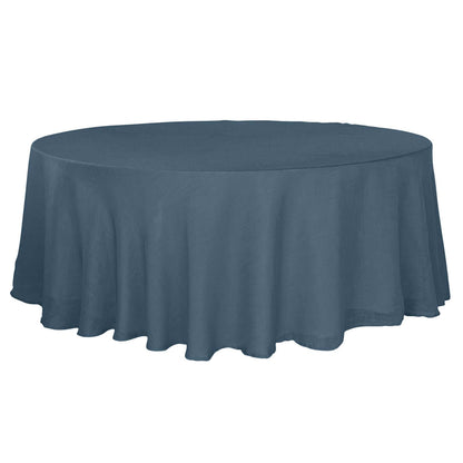 Faux Linen 108" Round Tablecloth Blue - Slubby Textured & Wrinkle Resistant Table Cover Pro Linens