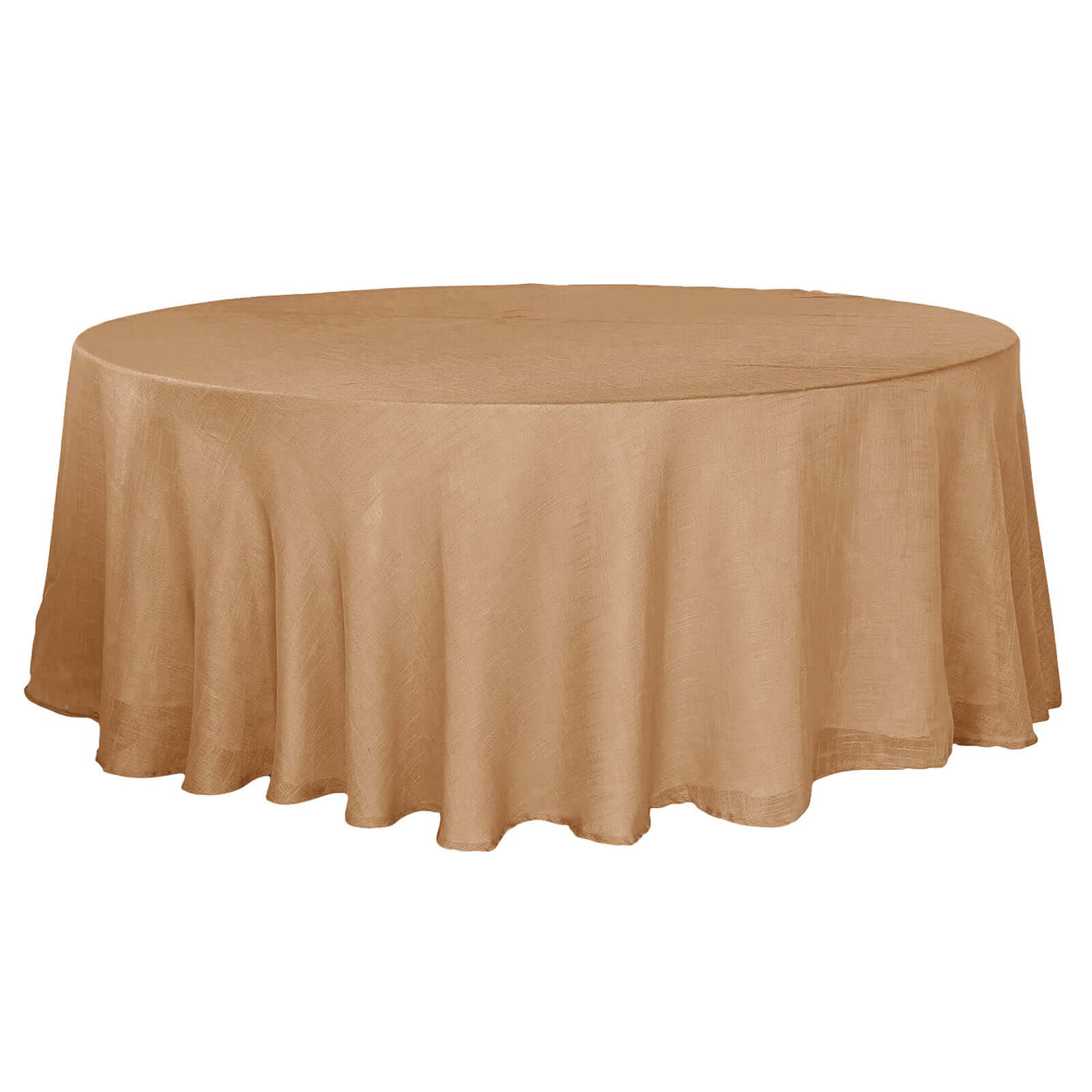 Faux Linen 108" Round Tablecloth Natural - Slubby Textured & Wrinkle Resistant Table Cover Pro Linens