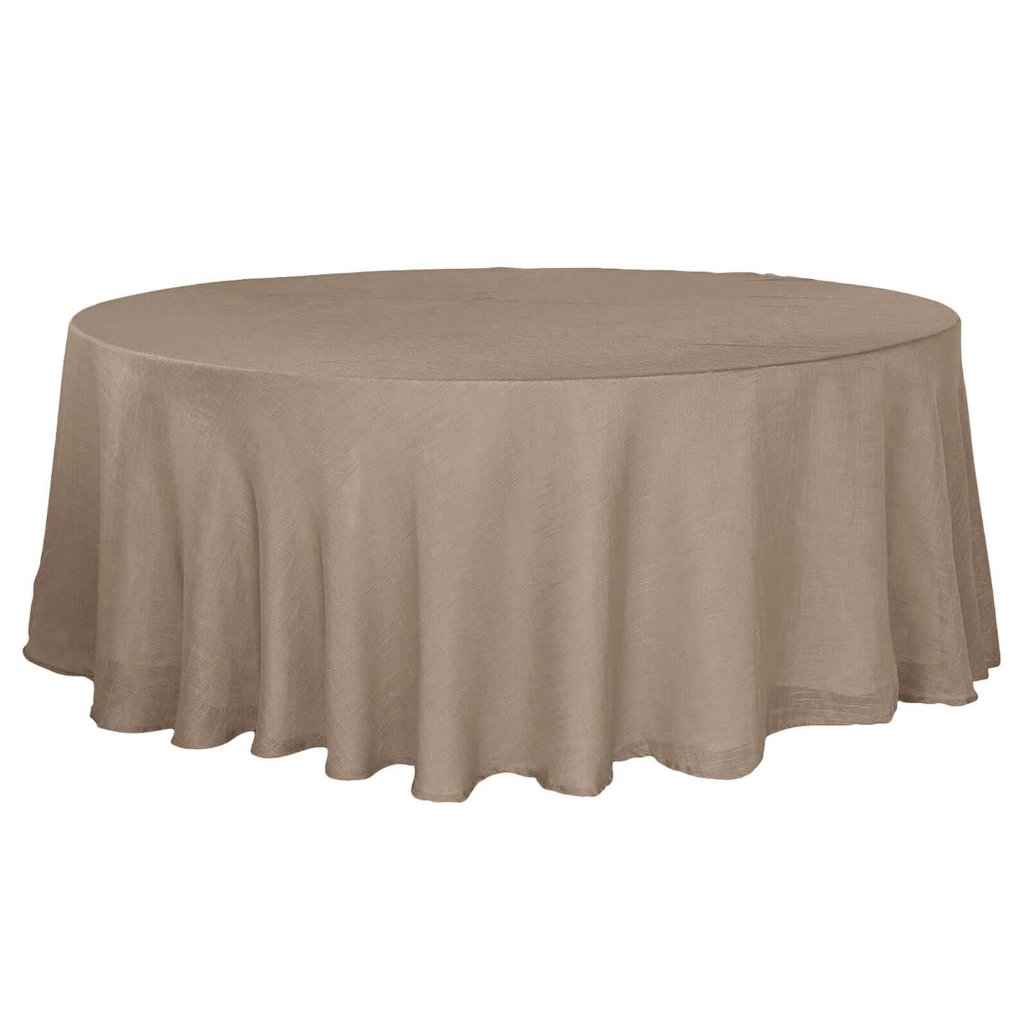 Faux Linen 108" Round Tablecloth Taupe - Slubby Textured & Wrinkle Resistant Table Cover Pro Linens