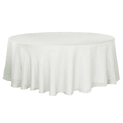 Faux Linen 108" Round Tablecloth White - Slubby Textured & Wrinkle Resistant for Banquets and Receptions Pro Linens