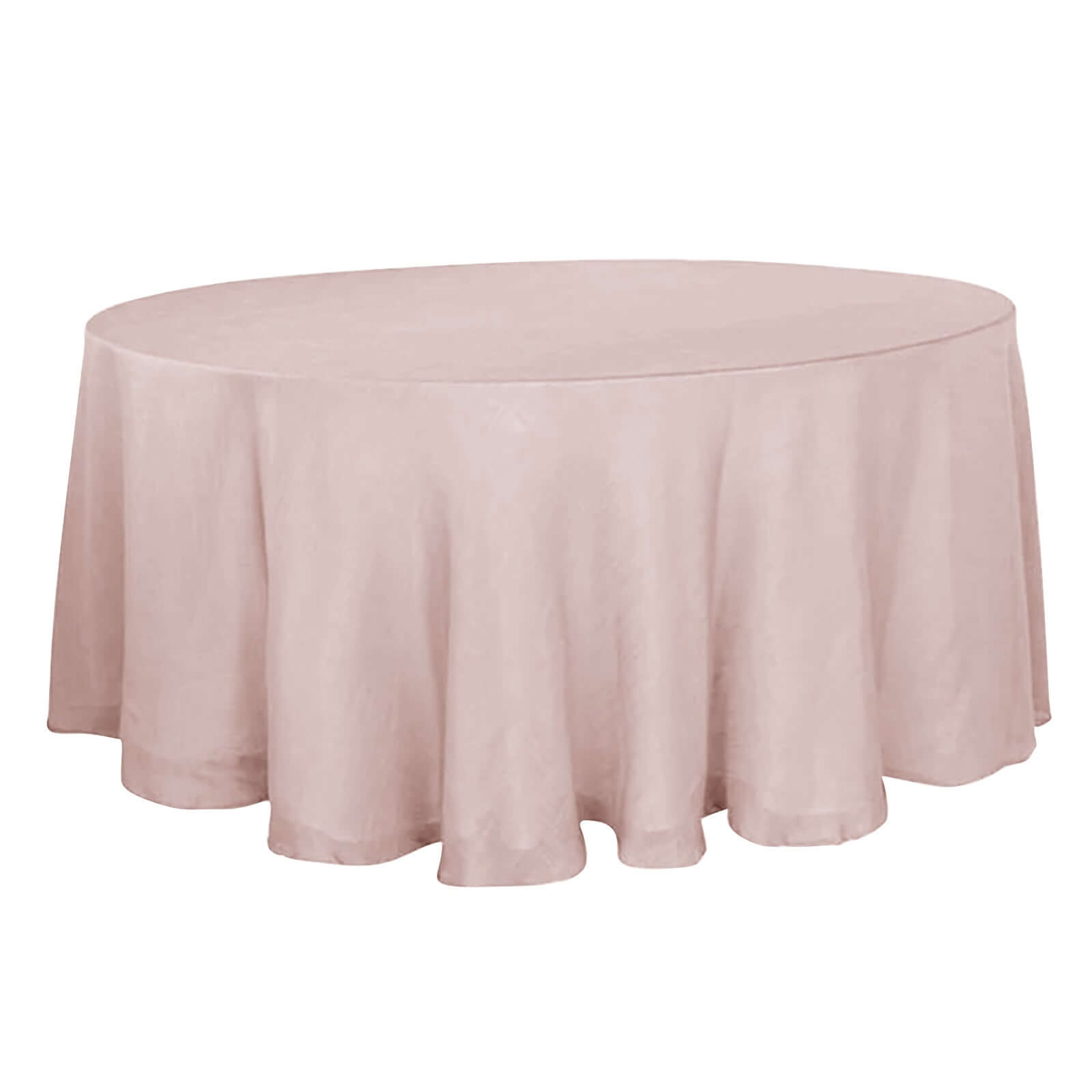 Faux Linen 120" Round Tablecloth Blush - Slubby Texture Wrinkle-Resistant Seamless Table Cover Pro Linens