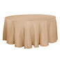 Faux Linen 120" Round Tablecloth Natural - Slubby Texture Wrinkle-Resistant Seamless Table Cover Pro Linens