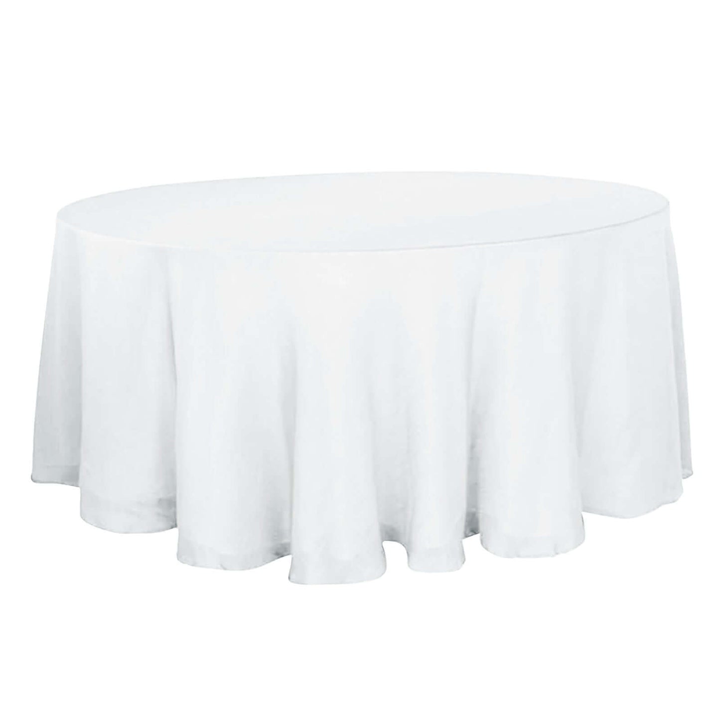 Faux Linen 120" Round Tablecloth White - Modern Slubby Texture with Wrinkle-Resistant Appeal Seamless Table Cover Pro Linens