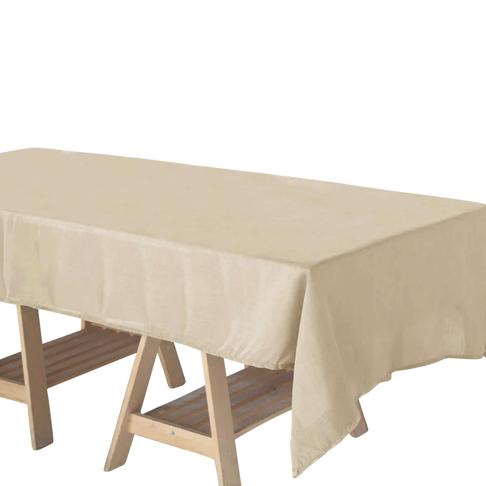 Faux Linen 60"x102" Rectangular Tablecloth Beige - Slubby Textured & Wrinkle Resistant Table Cover - Pro Linens