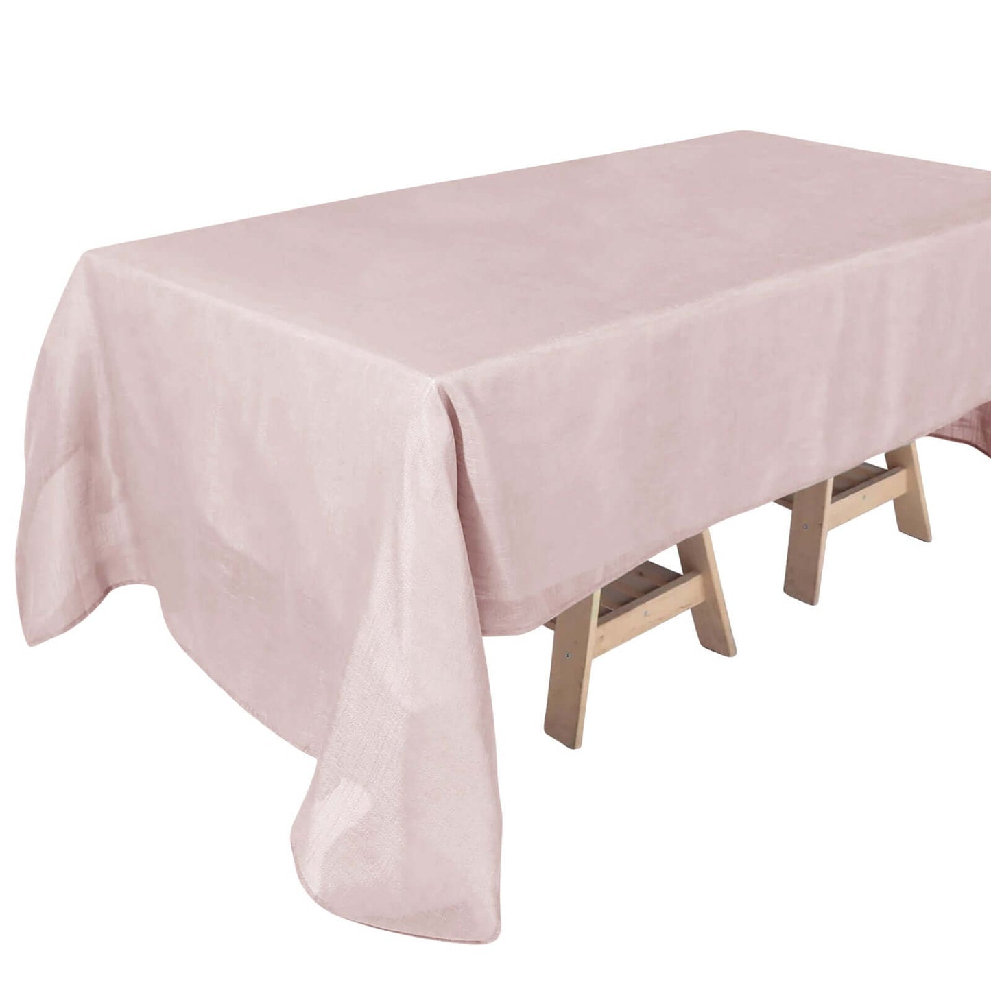 Faux Linen 60"x126" Rectangular Tablecloth Blush - Slubby Textured & Wrinkle Resistant for Weddings and Special Events Pro Linens