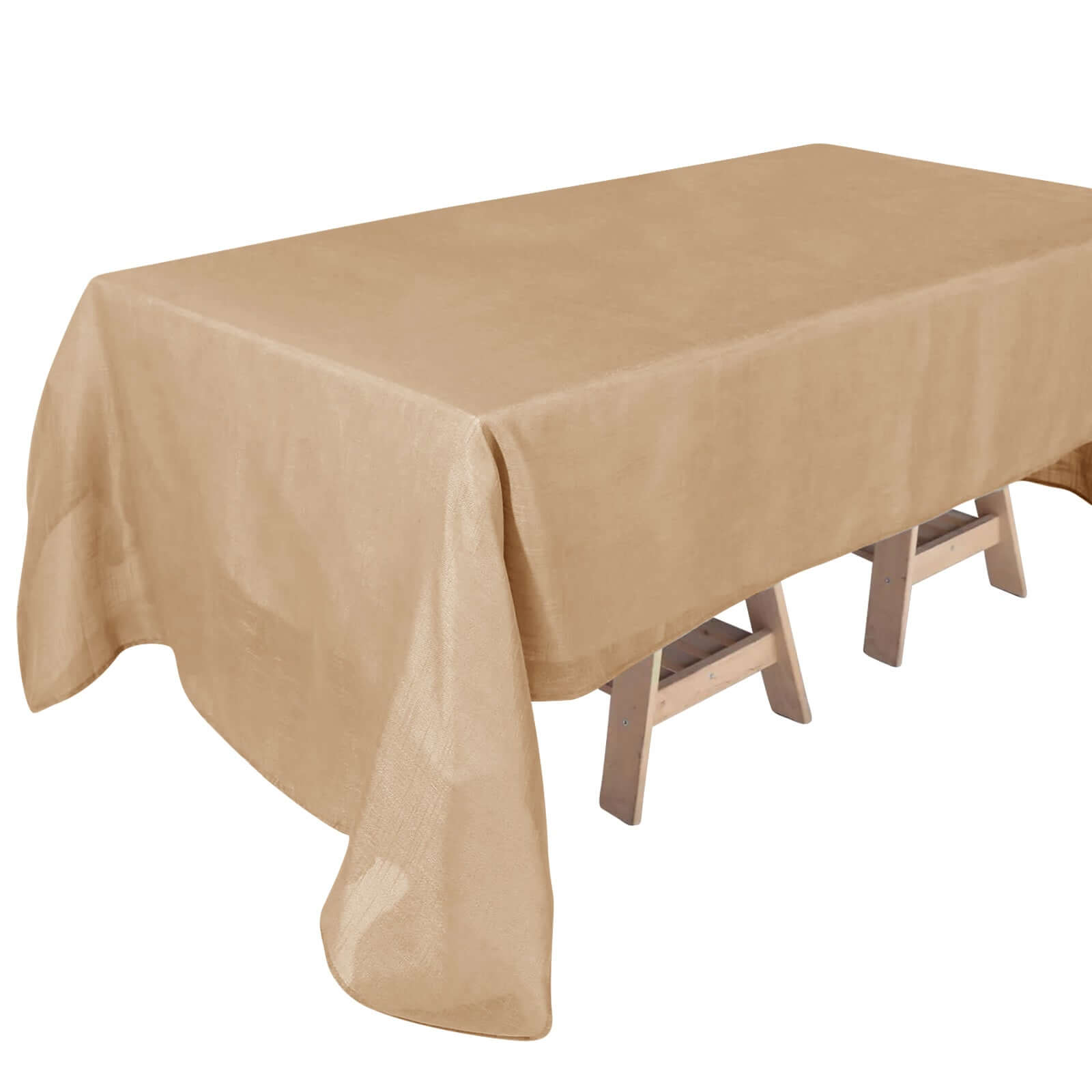 Faux Linen 60"x126" Rectangular Tablecloth Natural - Slubby Textured & Wrinkle Resistant for Weddings and Special Events - Pro Linens