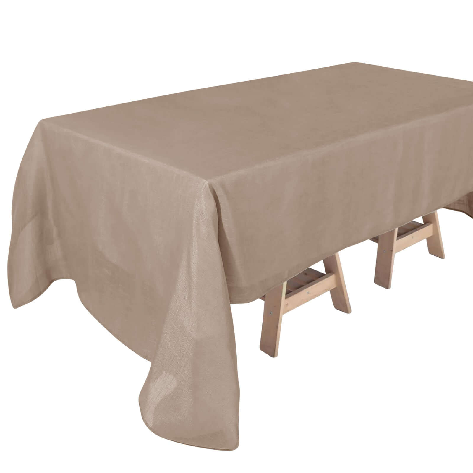 Faux Linen 60"x126" Rectangular Tablecloth Taupe - Slubby Textured & Wrinkle Resistant for Weddings and Special Events - Pro Linens