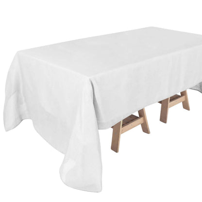 Faux Linen 60"x126" Rectangular Tablecloth White - Slubby Textured & Wrinkle Resistant for Weddings and Special Events - Pro Linens