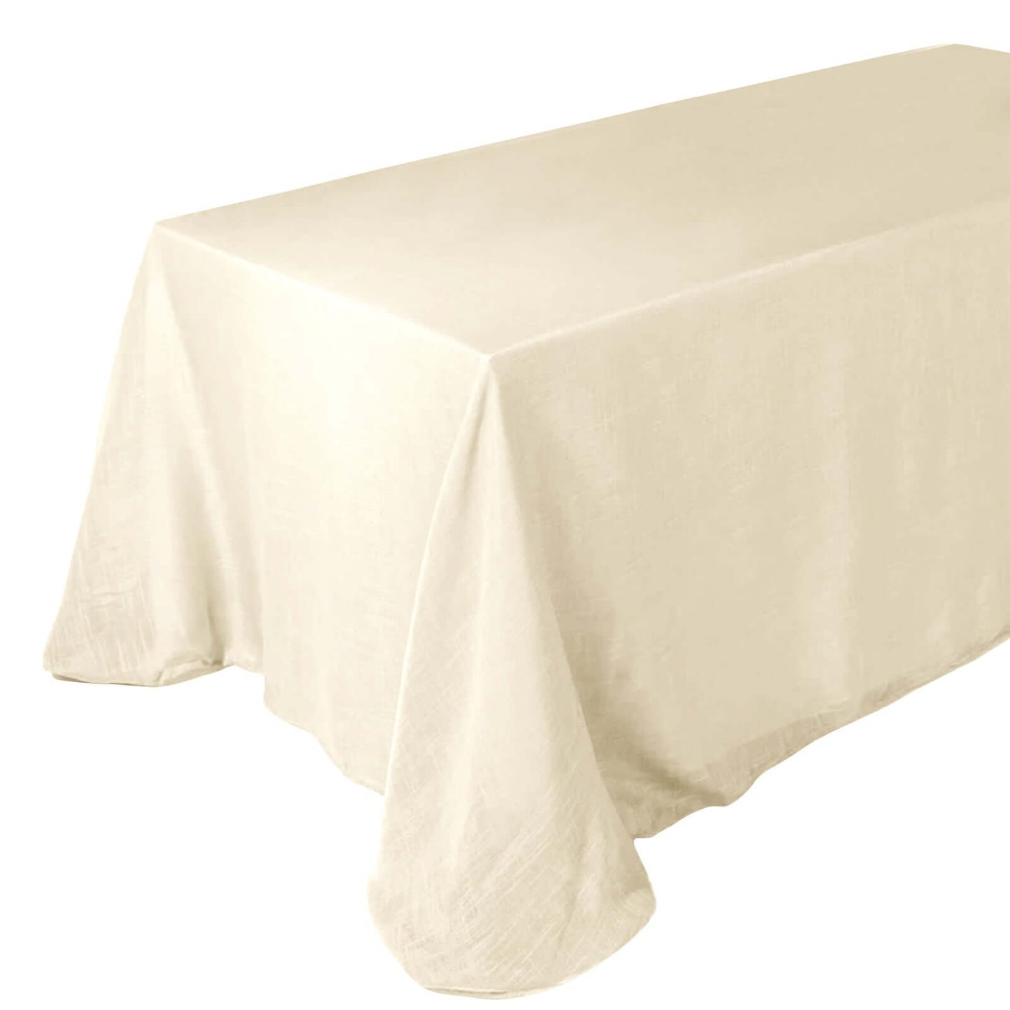 Faux Linen 90"x132" Rectangular Tablecloth Beige - Slubby Texture Wrinkle - Resistant Seamless Table Cover - Pro Linens