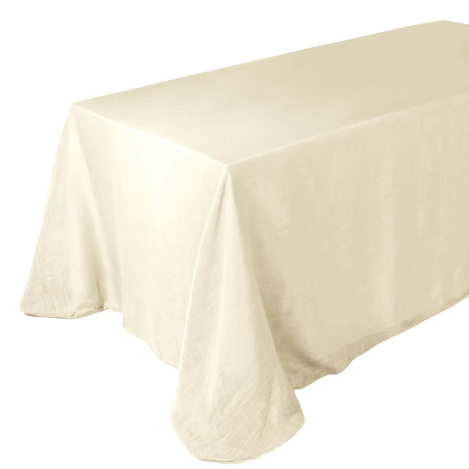 Faux Linen 90"x132" Rectangular Tablecloth Beige - Slubby Texture Wrinkle - Resistant Seamless Table Cover - Pro Linens