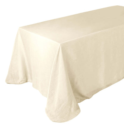 Faux Linen 90"x132" Rectangular Tablecloth Beige - Slubby Texture Wrinkle - Resistant Seamless Table Cover - Pro Linens