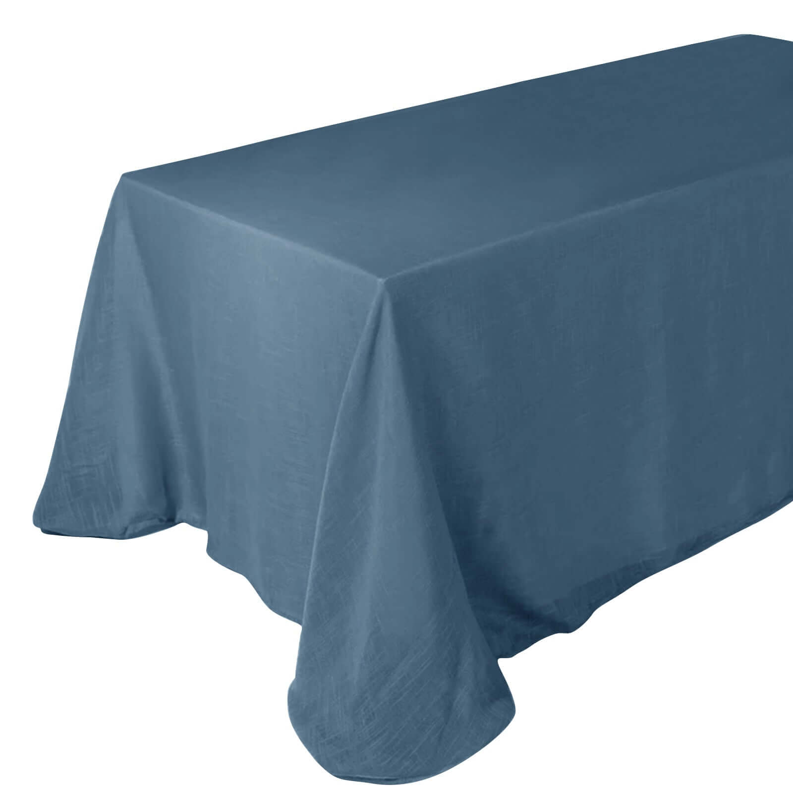 Faux Linen 90"x132" Rectangular Tablecloth Blue - Slubby Texture Wrinkle - Resistant Seamless Table Cover - Pro Linens