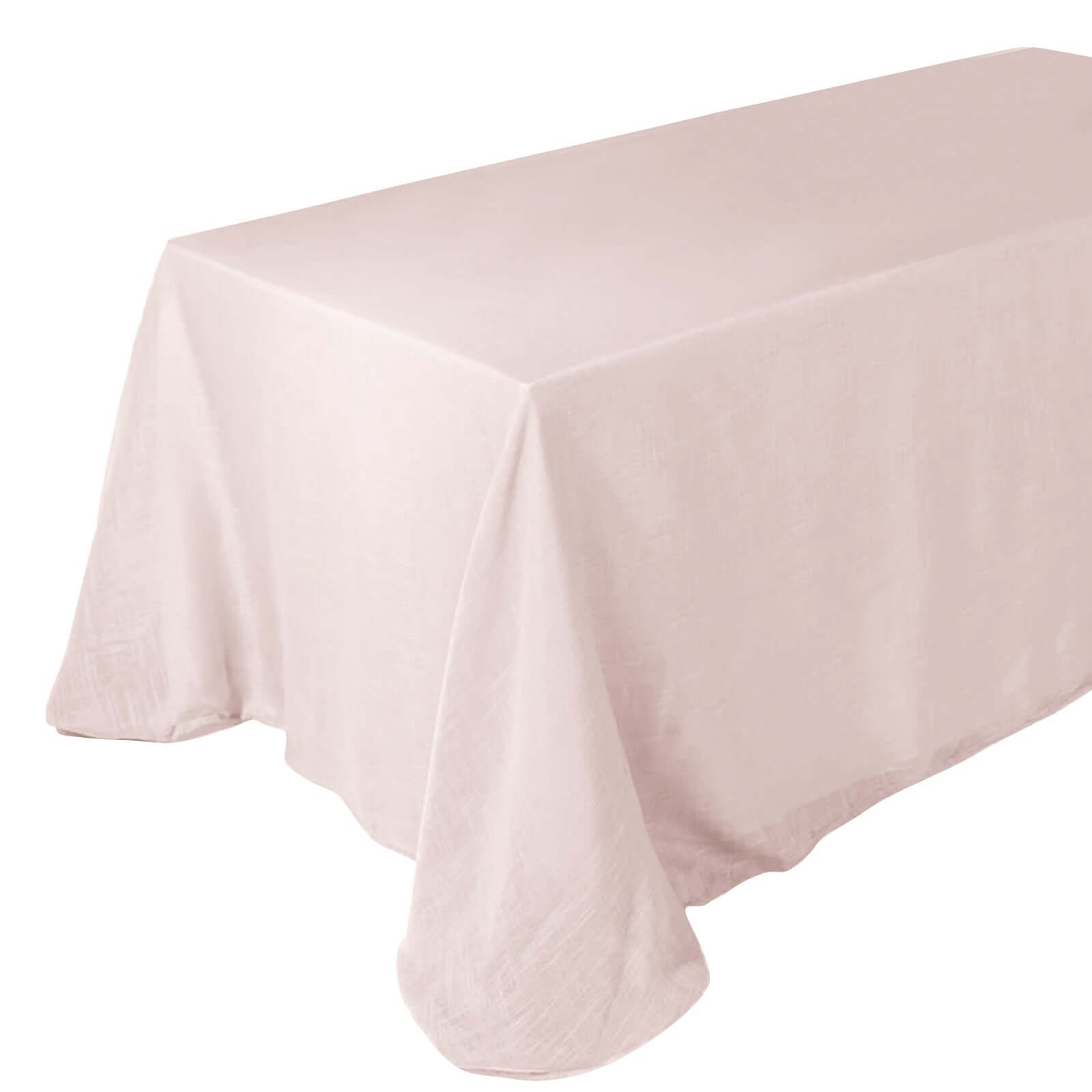 Faux Linen 90"x132" Rectangular Tablecloth Blush Seamless with Slubby Textured - Wrinkle Resistant & Seamless Table Cover Pro Linens