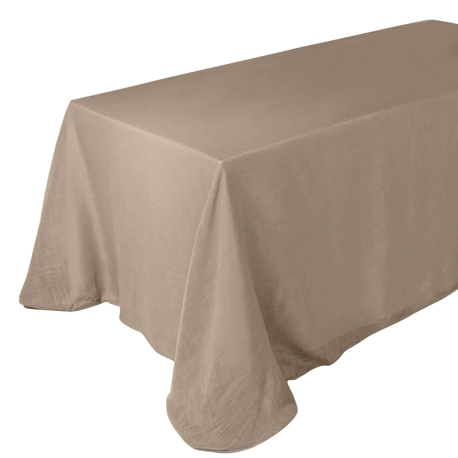 Faux Linen 90"x132" Rectangular Tablecloth Taupe - Slubby Texture Wrinkle - Resistant Seamless Table Cover - Pro Linens