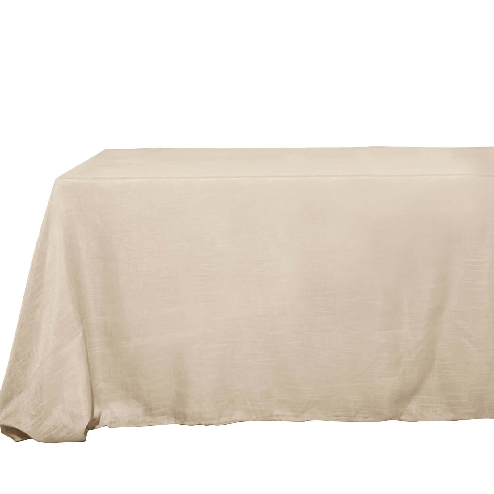 Faux Linen 90"x156" Rectangular Tablecloth Beige - Slubby Texture Wrinkle - Resistant Seamless Table Cover - Pro Linens