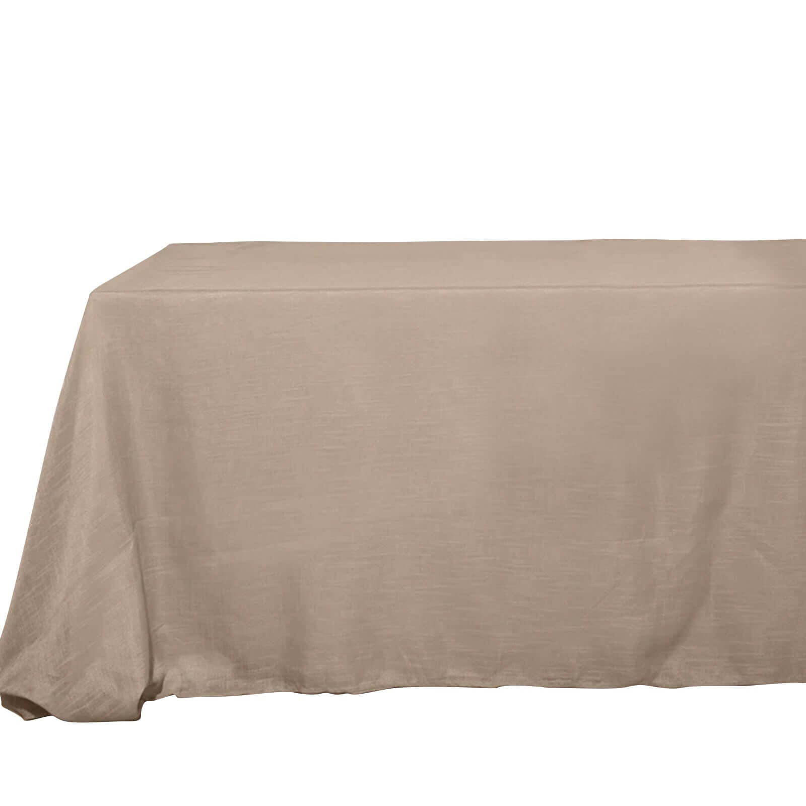 Faux Linen 90"x156" Rectangular Tablecloth Taupe - Slubby Texture Wrinkle-Resistant Seamless Table Cover Pro Linens