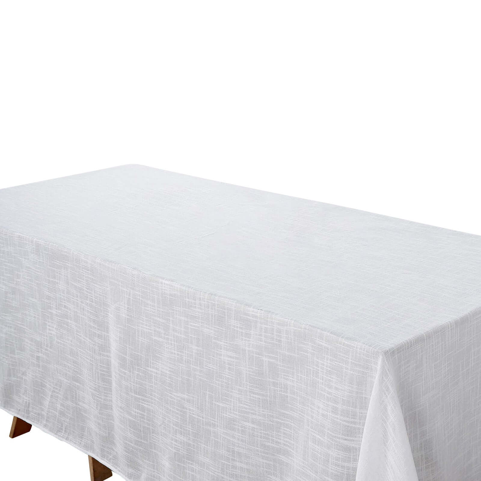 Faux Linen 90"x156" Rectangular Tablecloth White - Slubby Texture Wrinkle - Resistant Seamless Table Cover for Weddings and Events - Pro Linens