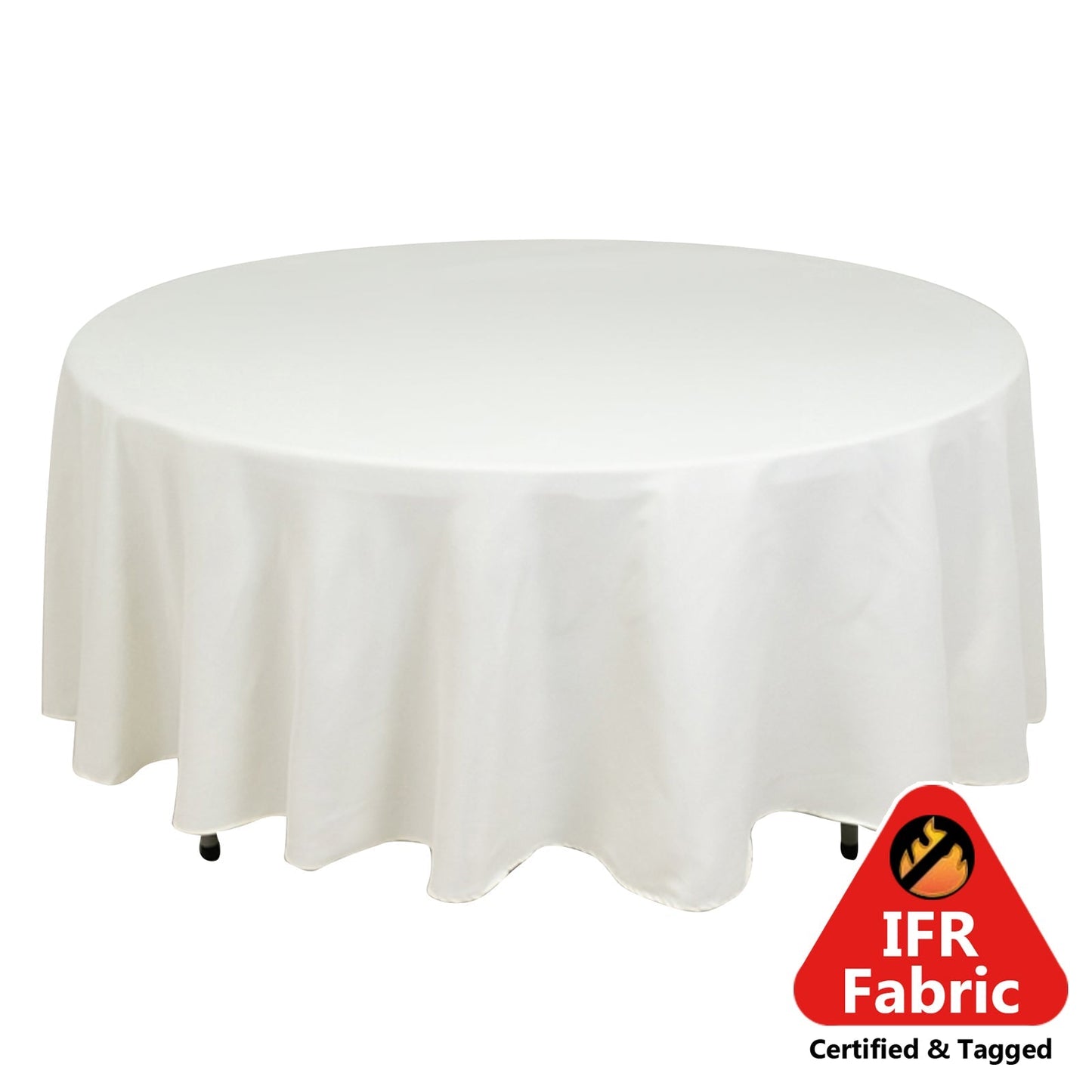 Fire Retardant Premium Polyester 108" Round Tablecloth Ivory - High-Performance Table Cover Pro Linens