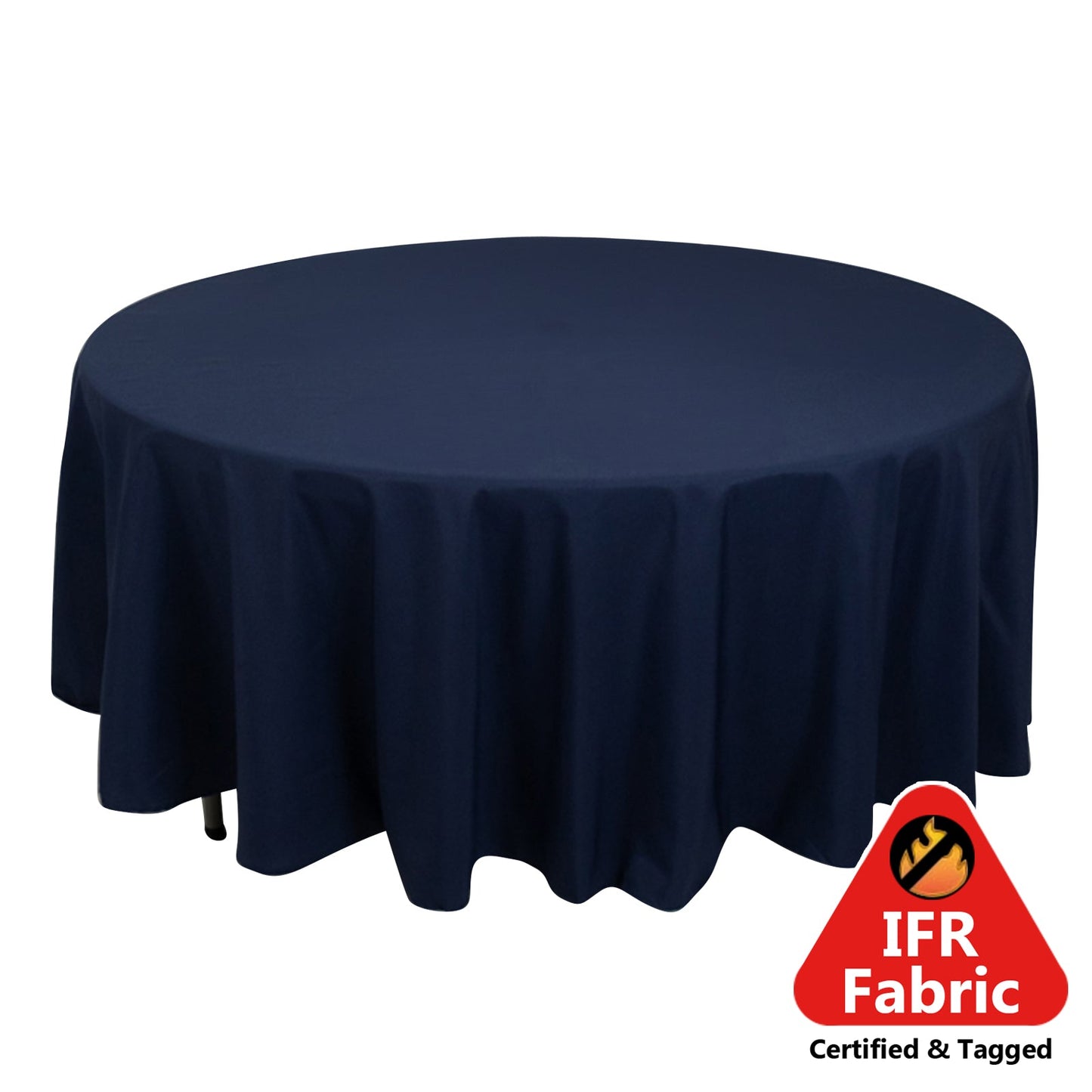 Fire Retardant Premium Polyester 108" Round Tablecloth Navy Blue - High-Performance Table Cover Pro Linens