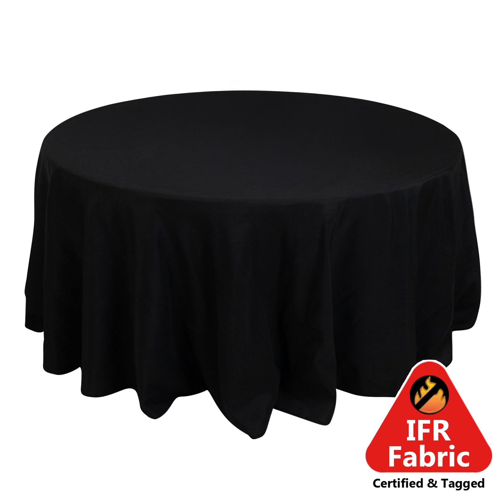 Fire Retardant Premium Polyester 120" Round Tablecloth Black - High-Performance Seamless Table Cover Pro Linens