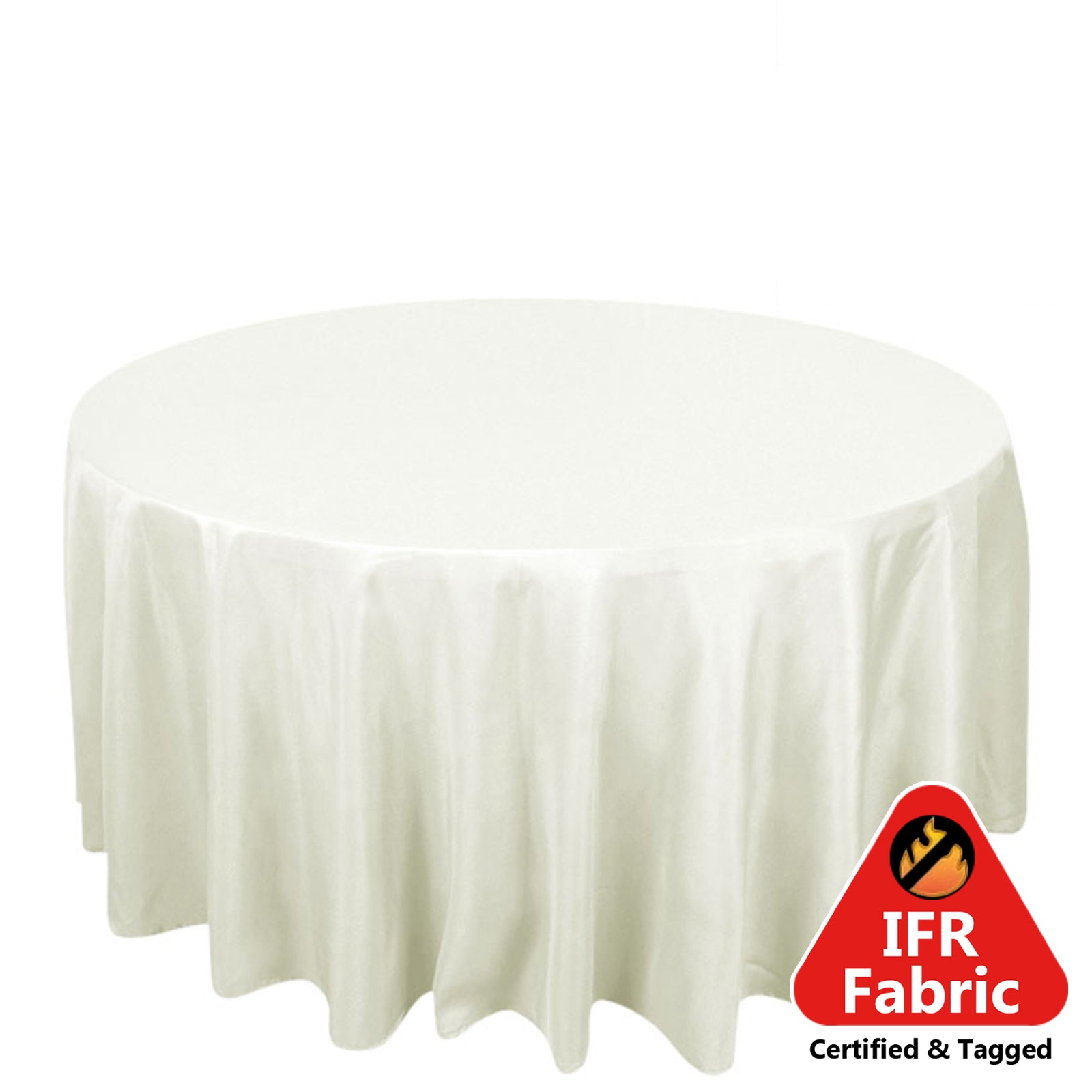 Fire Retardant Premium Polyester 120" Round Tablecloth Ivory - High-Performance Seamless Table Cover Pro Linens