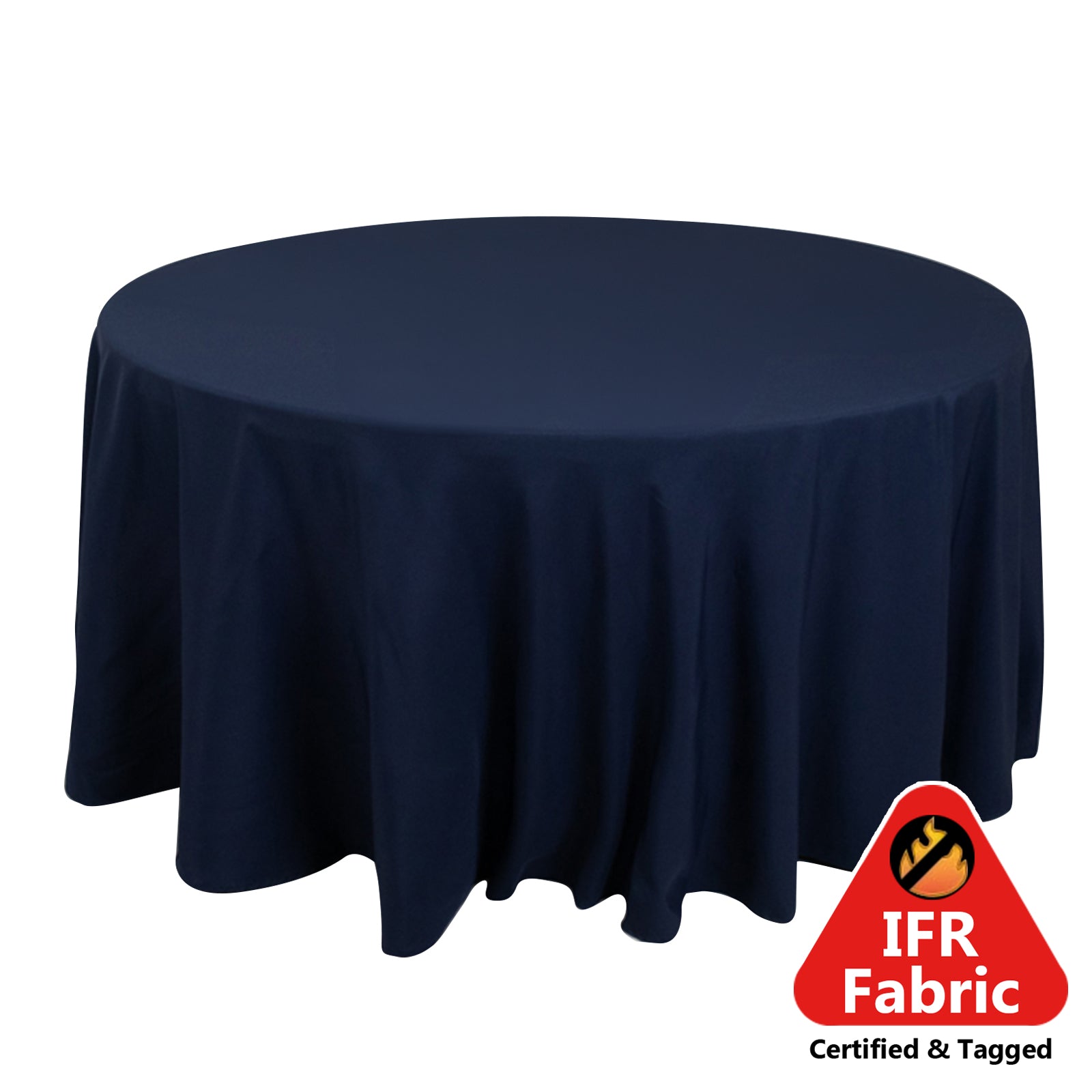 Fire Retardant Premium Polyester 120" Round Tablecloth Navy Blue - High-Performance Seamless Table Cover Pro Linens