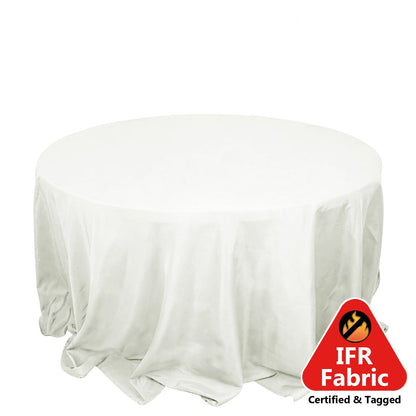 Fire Retardant Premium Polyester 132" Round Tablecloth Ivory - High-Performance Seamless Table Cover Pro Linens