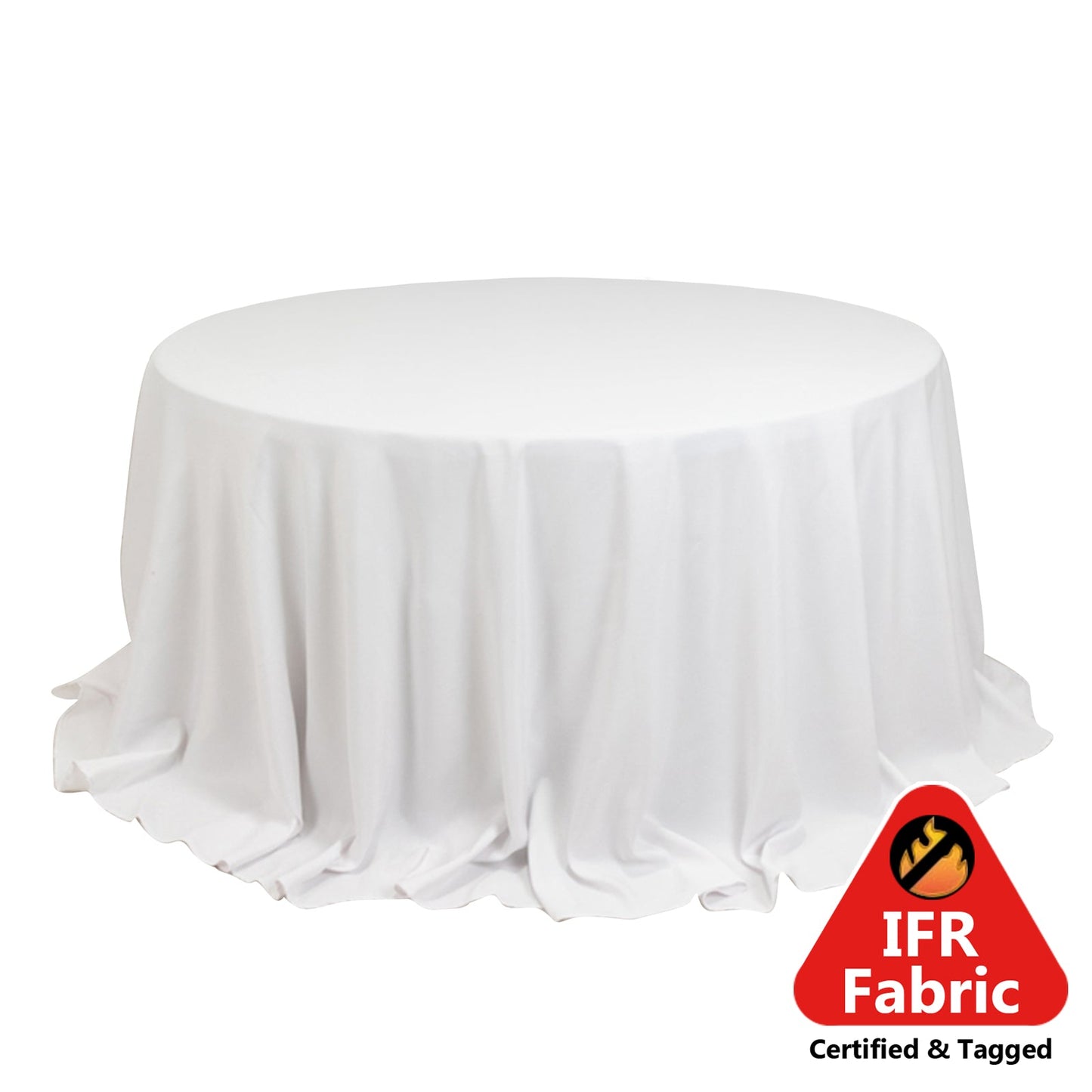 Fire Retardant Premium Polyester 132" Round Tablecloth White - Stylish High-Performance Table Cover for Large Gatherings Pro Linens