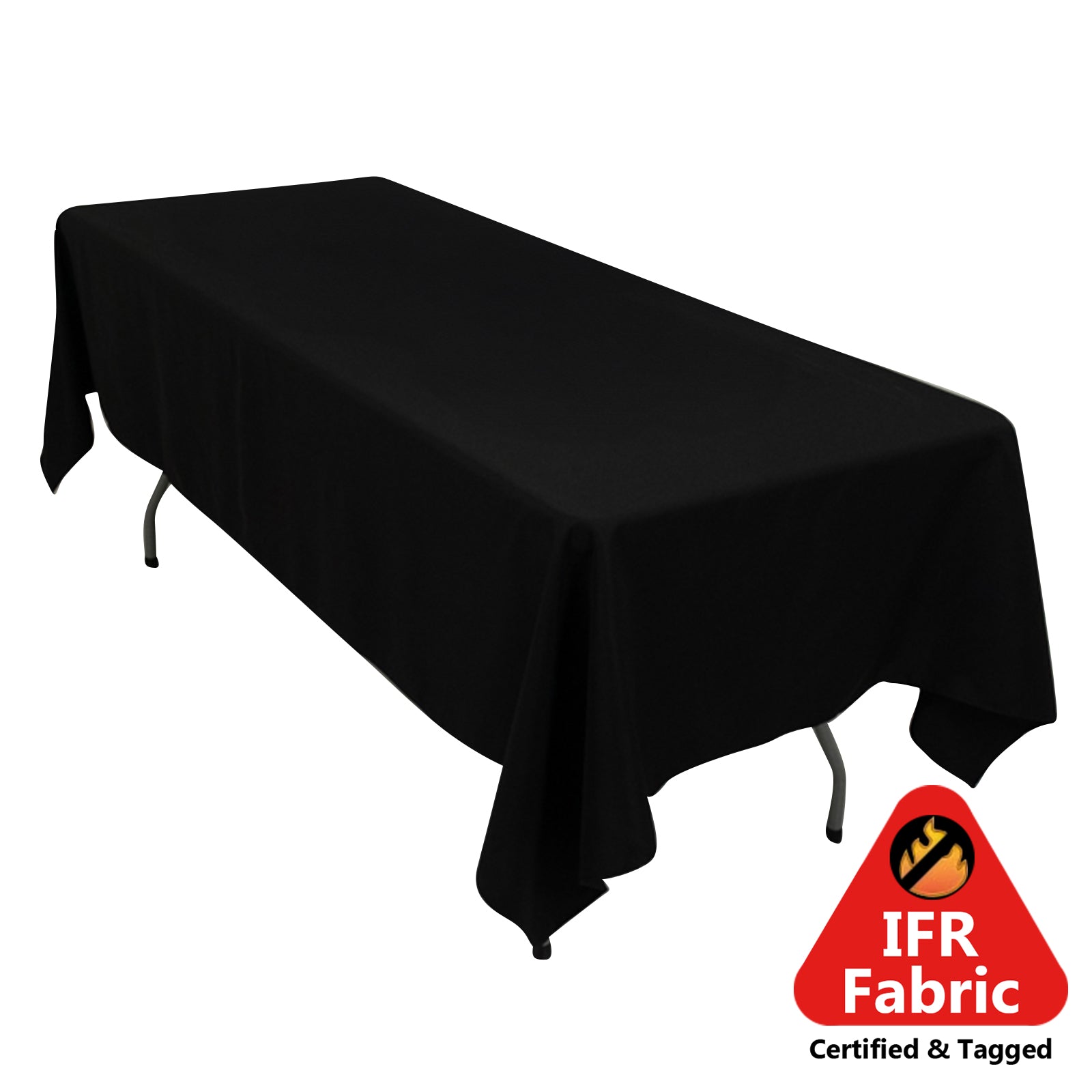 Fire Retardant Premium Polyester 60"x102" Rectangular Tablecloth Black - High - Performance Table Cover - Pro Linens