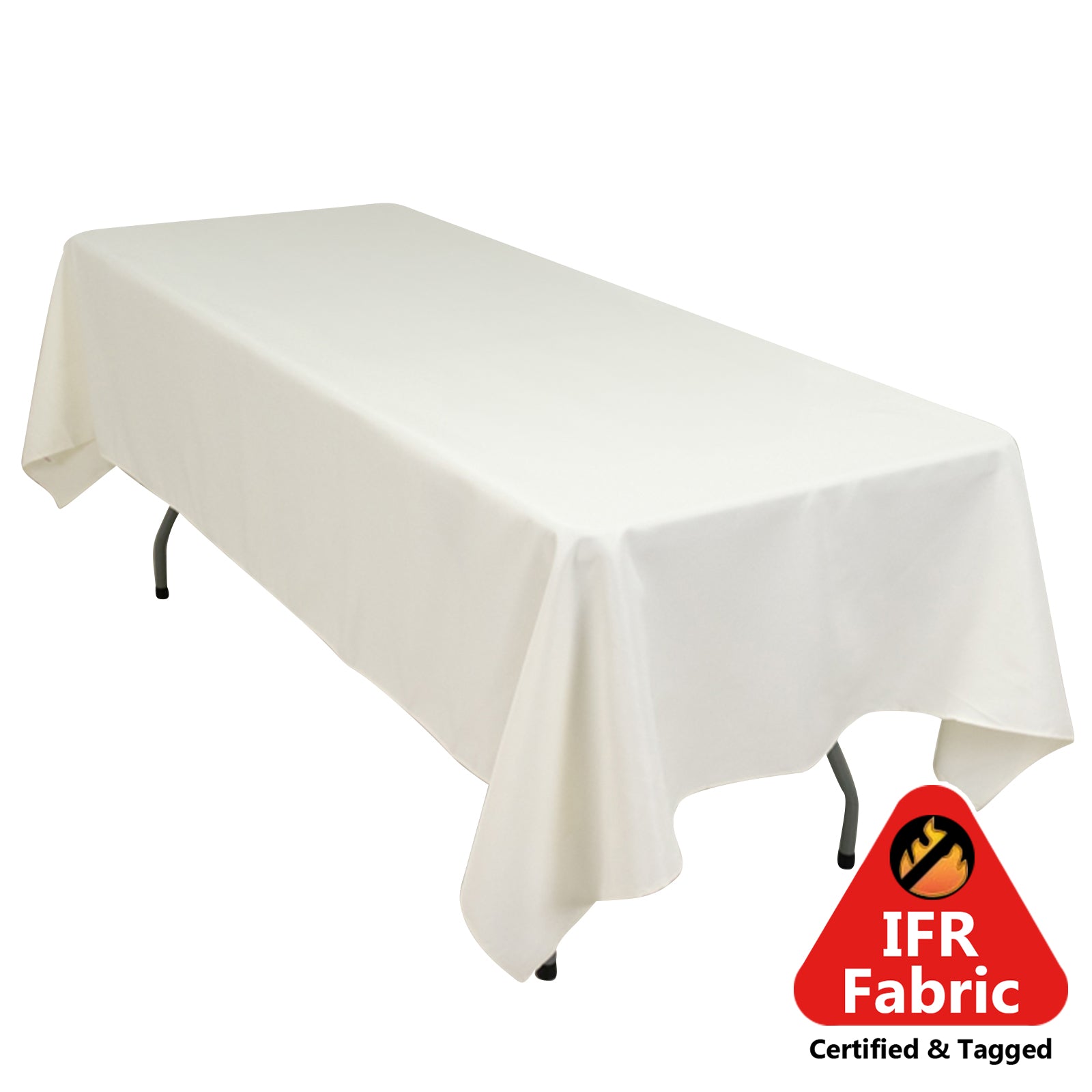 Fire Retardant Premium Polyester 60"x102" Rectangular Tablecloth Ivory - High - Performance Table Cover - Pro Linens